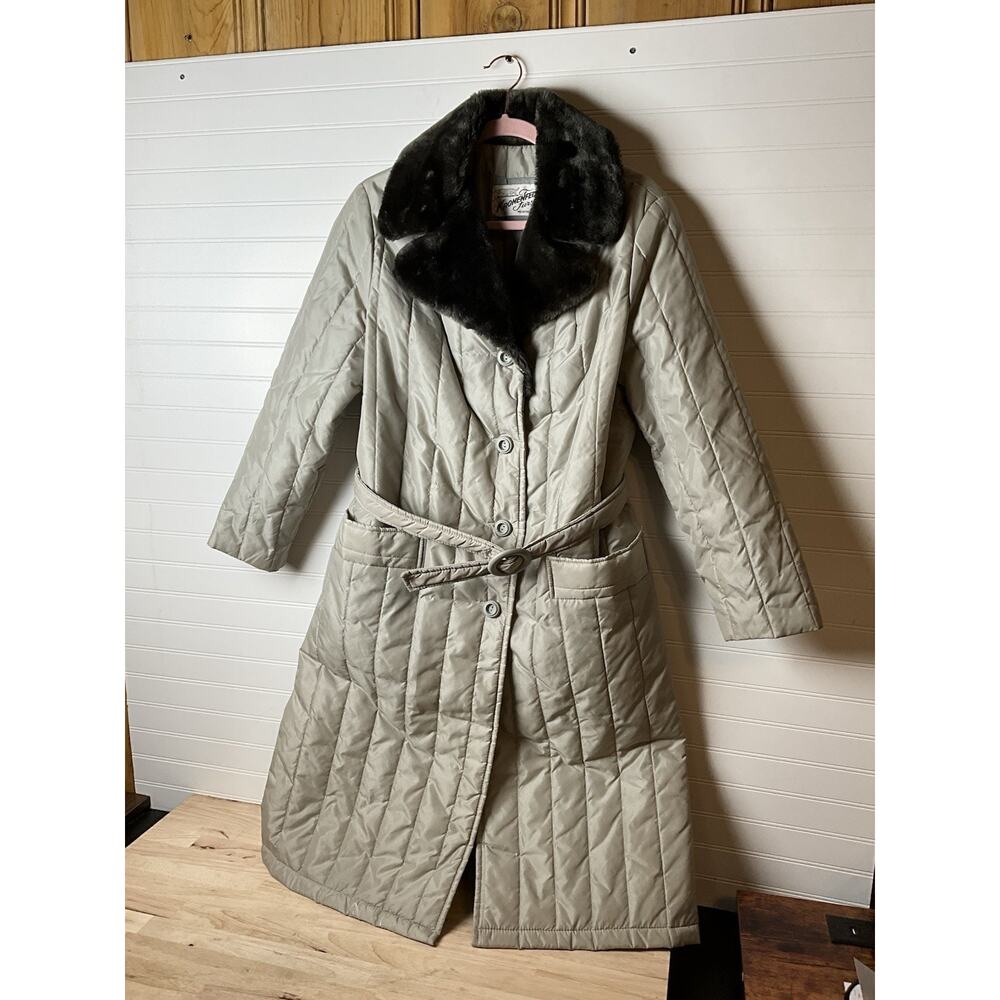 Women's 10 Vintage Sherwood Kronenfeld Furs Gray Coat Black Sheared Mink Collar